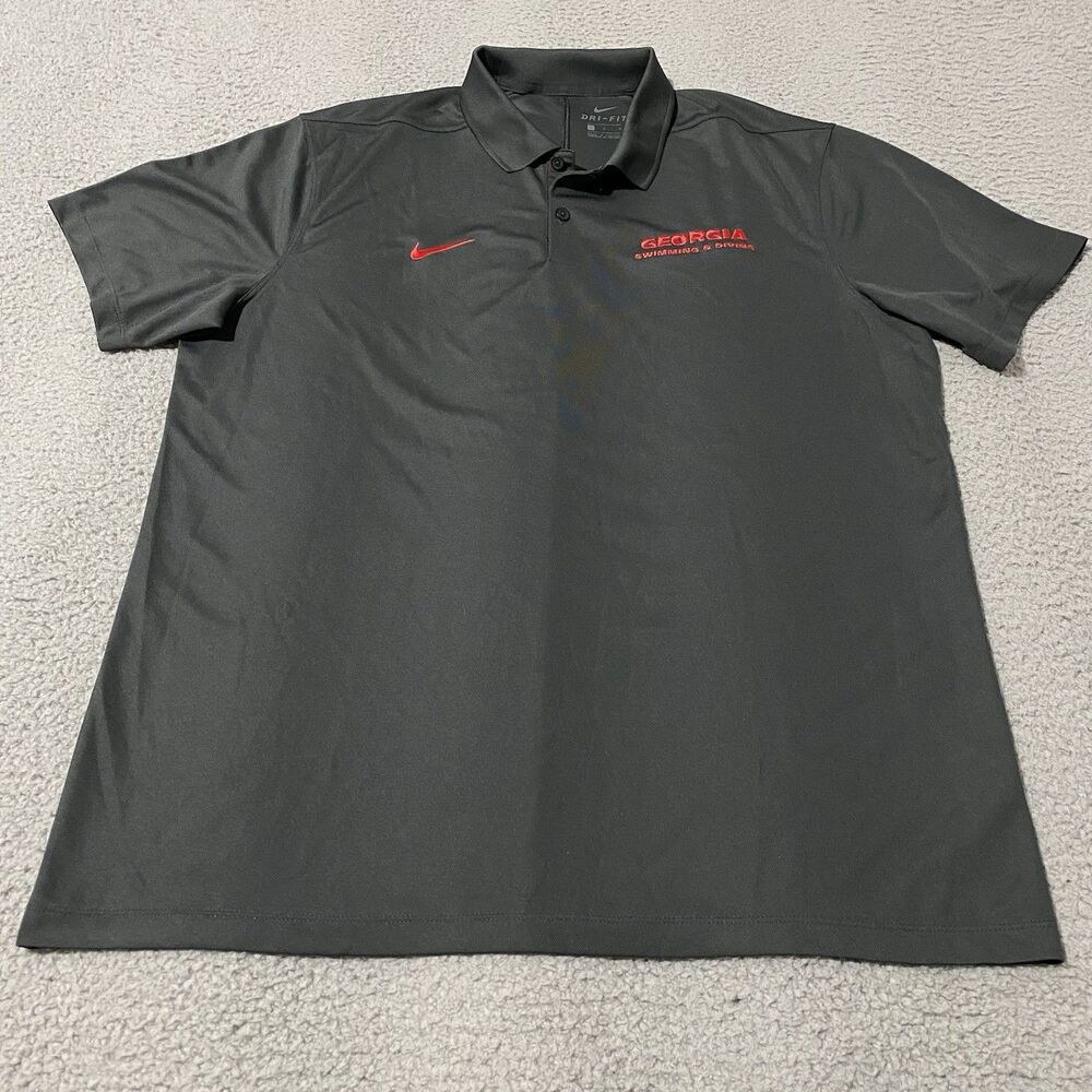 UGA Swimming & Diving Nike Polo Shirt Men Large Gray University Georgia Bulldogs